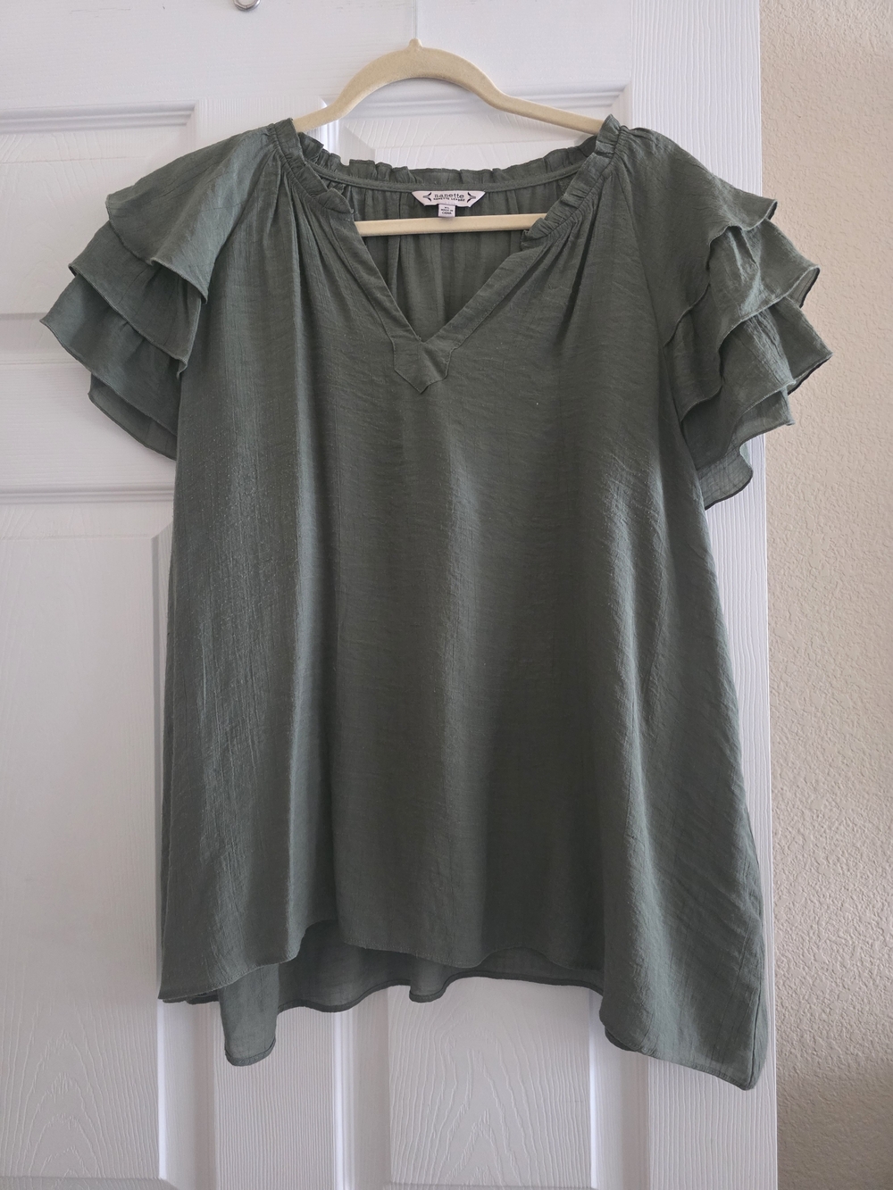 Nanette Lepore Olive Green Textured Shirt